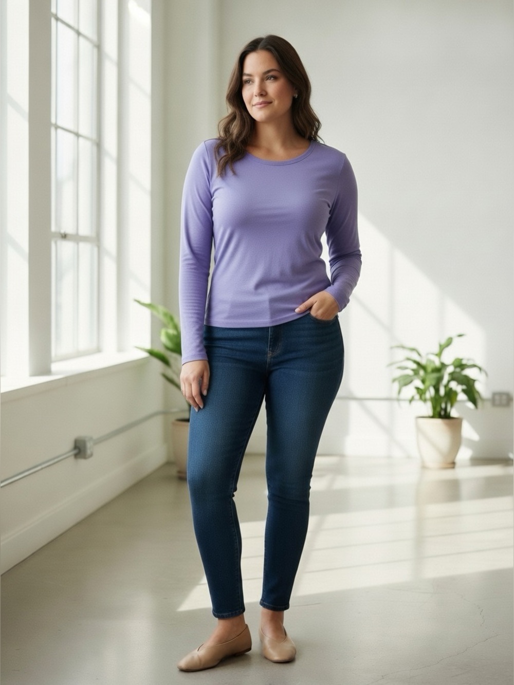 L.L. Bean Women’s Vintage 100% Pima Cotton Long-Sleeve Crewneck Tee XL Y2K